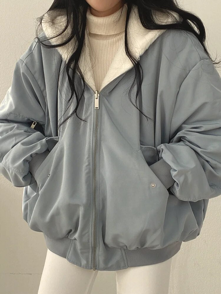 Drune | Damen Pufferjacke mit Teddyfell