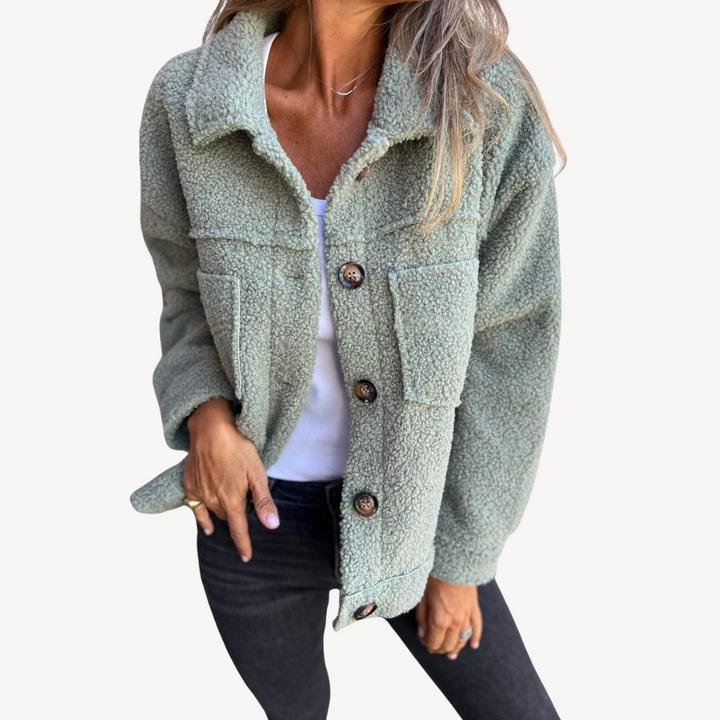 Drune | Damen Teddyfleece Knopjacke