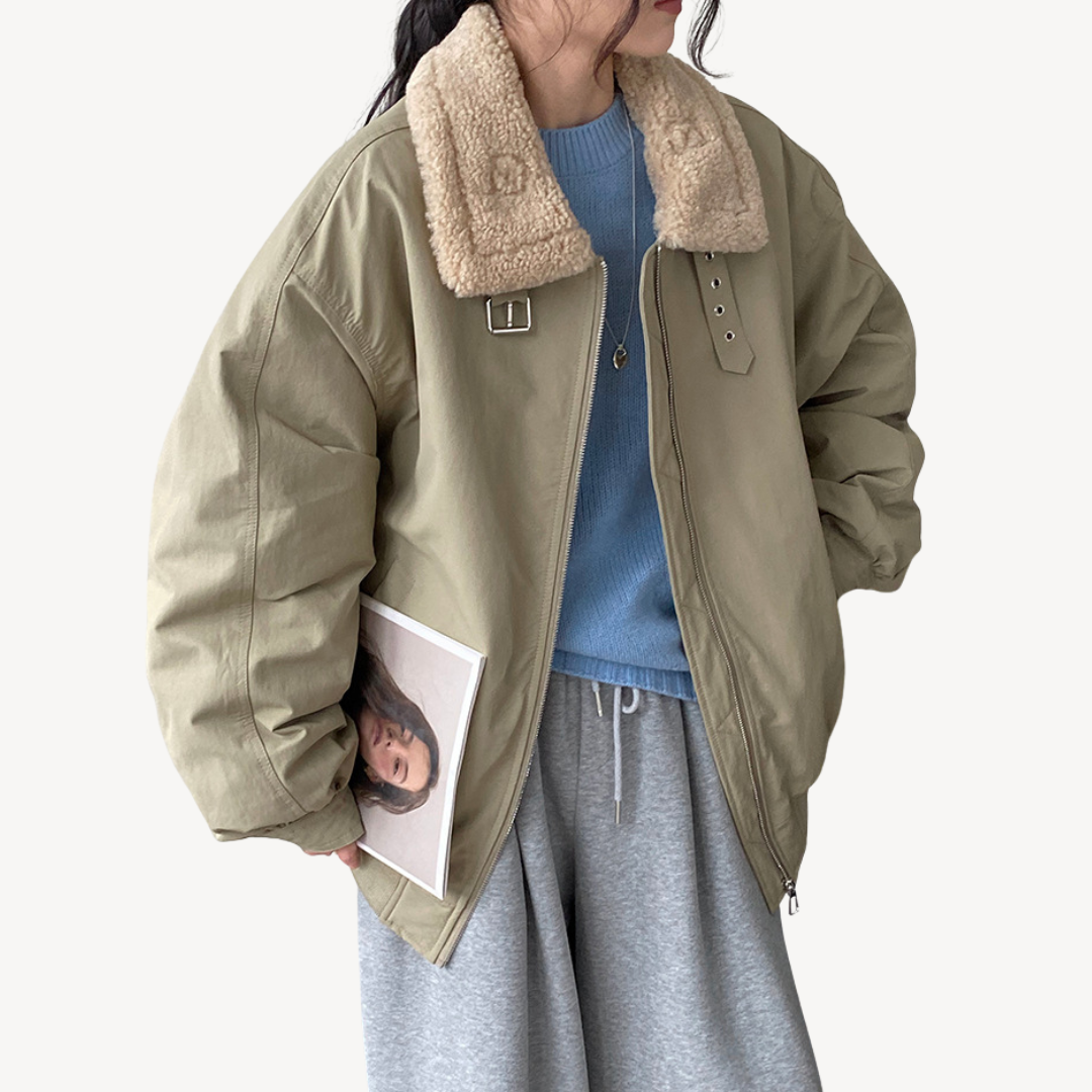 Drune | Damen Shearling Kragen Pufferjacke
