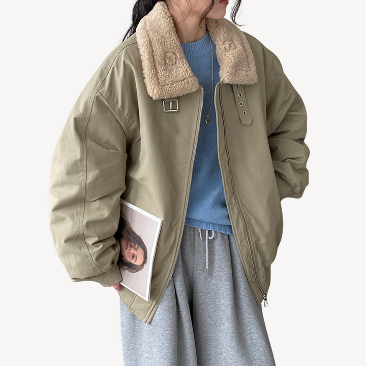 Drune | Damen Shearling Kragen Pufferjacke