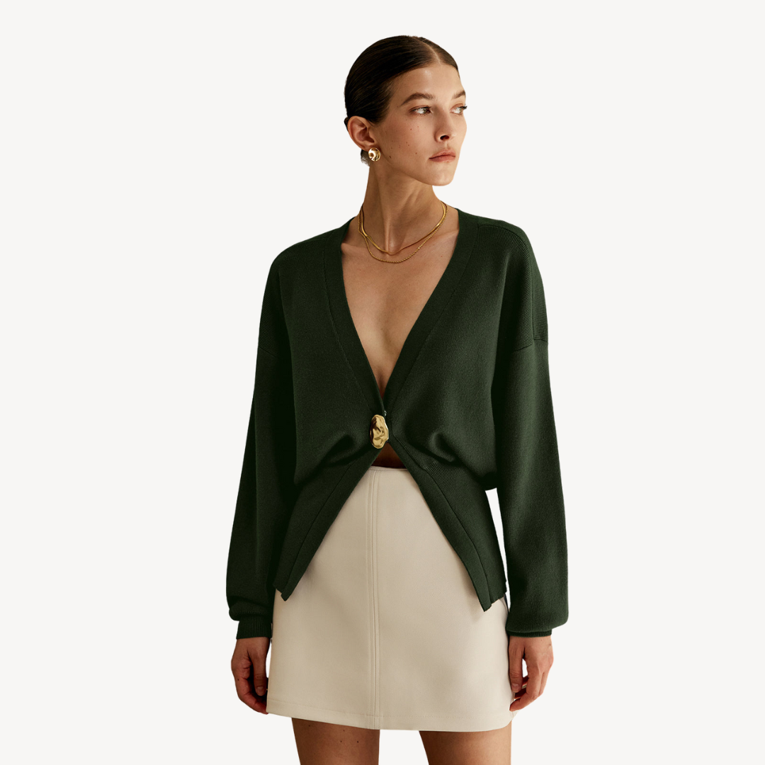 Drune | Damen Strick V-Ausschnitt Cardigan Pullover