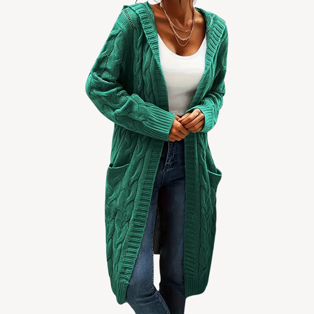 Drune | Kabelstrick Kapuzencardigan