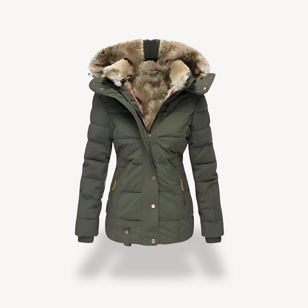 Drune | Damen gesteppter Parka mit abnehmbarem Kunstfellkapuze