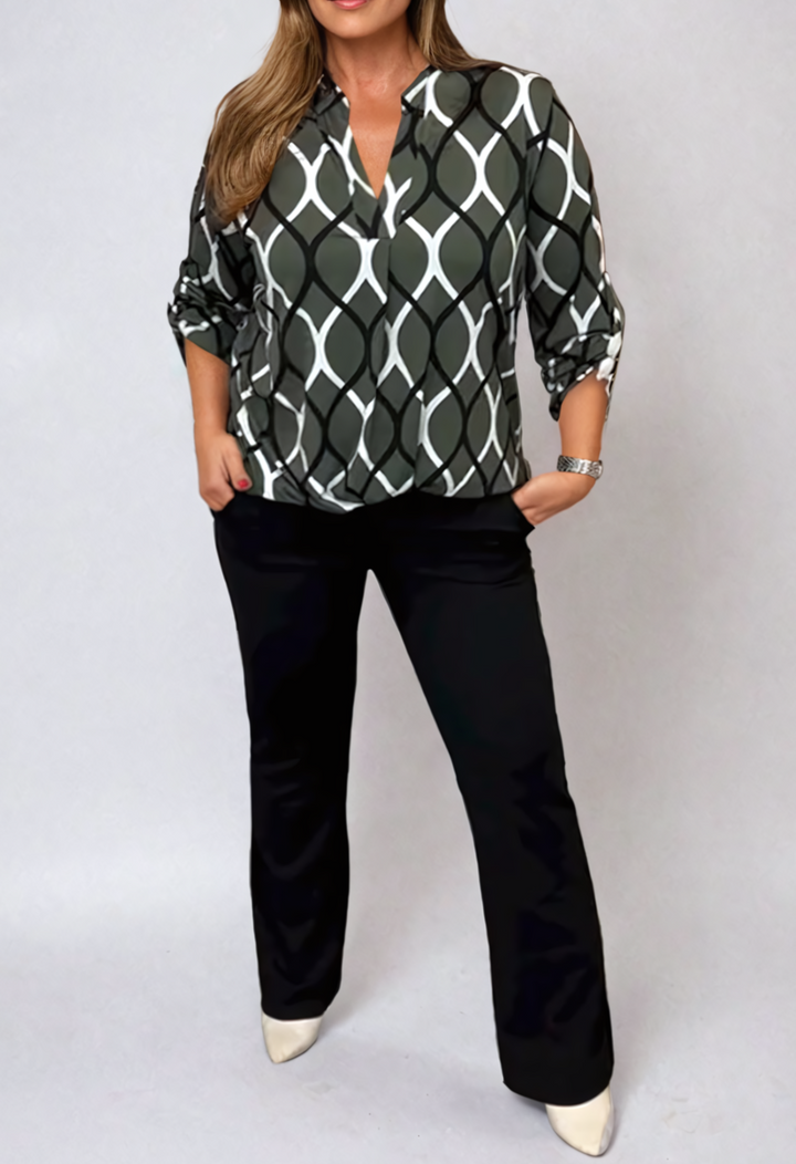Drune | Elegante Bluse mit Grafischem Muster Leicht und Stilvoll Perfekt Für Den Alltag