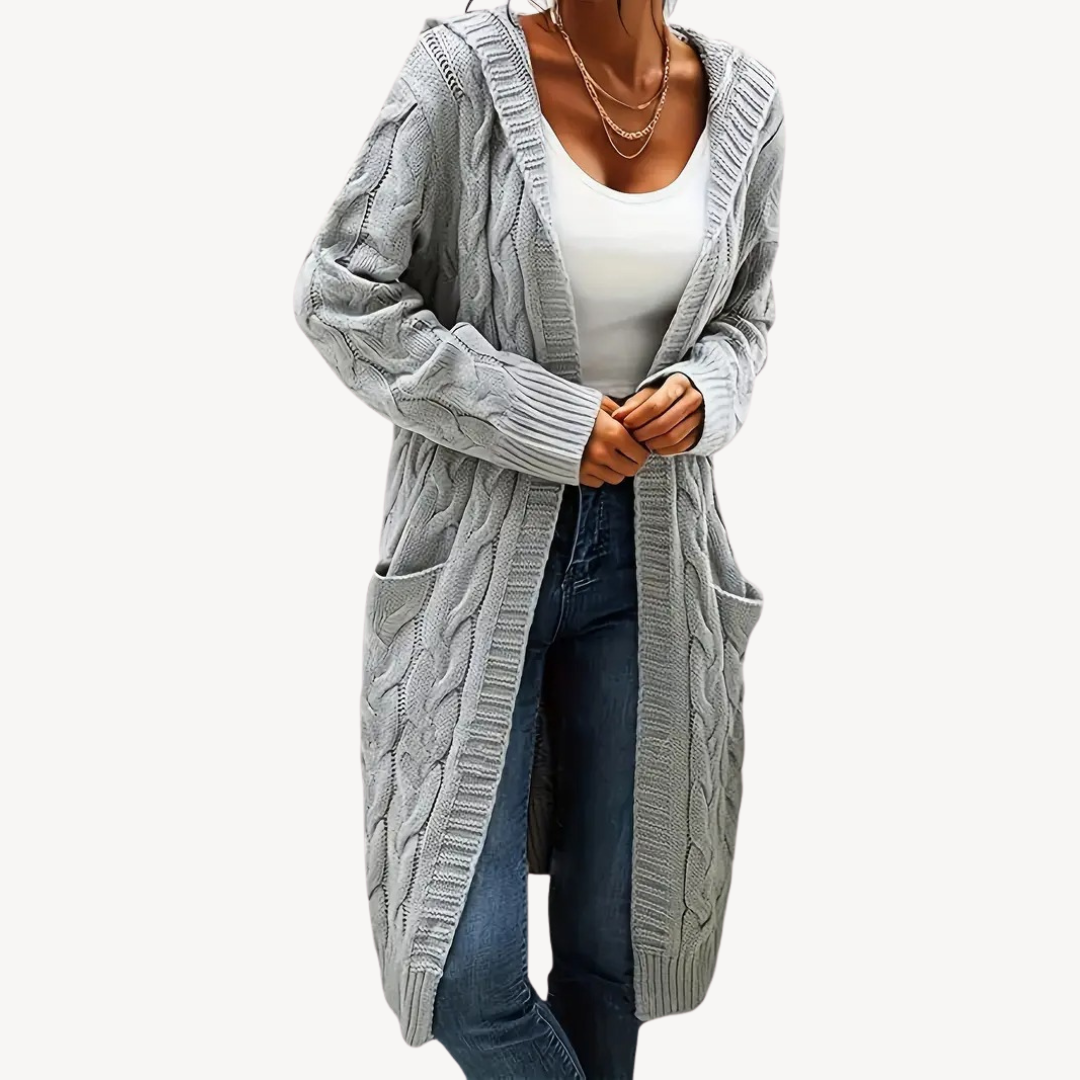 Drune | Kabelstrick Kapuzencardigan