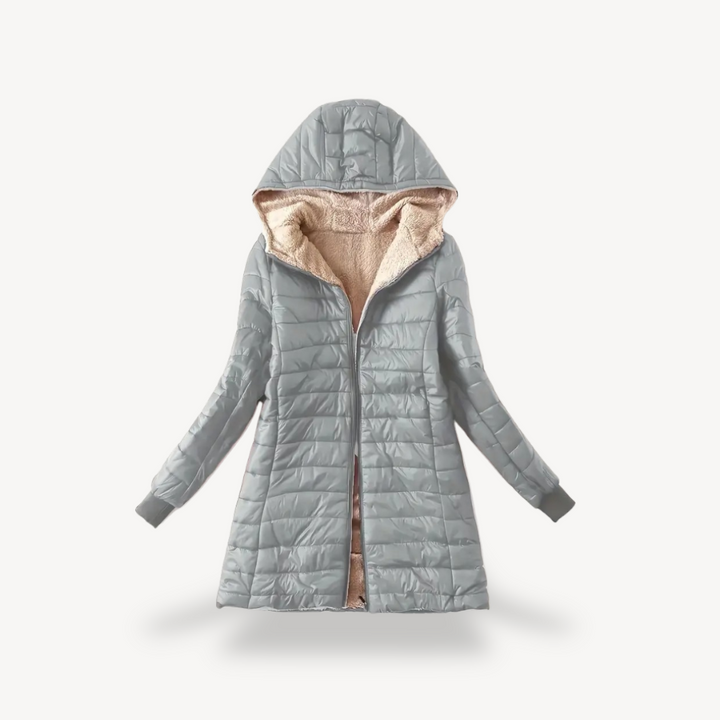 Drune | Damen Kapuzen-Puffermantel mit Sherpa-Futter