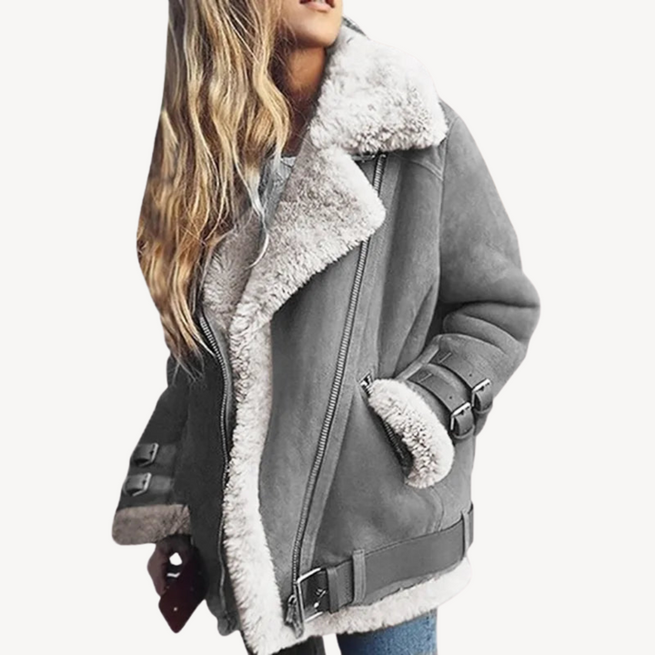 Drune | Lammfell gefütterte Bikerjacke für Damen