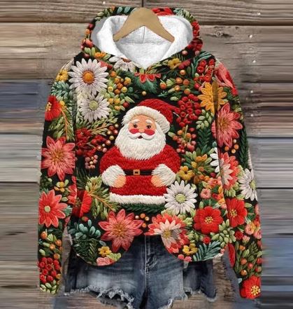 Drune | Vintage Santa Kapuzenpullover Mit Print
