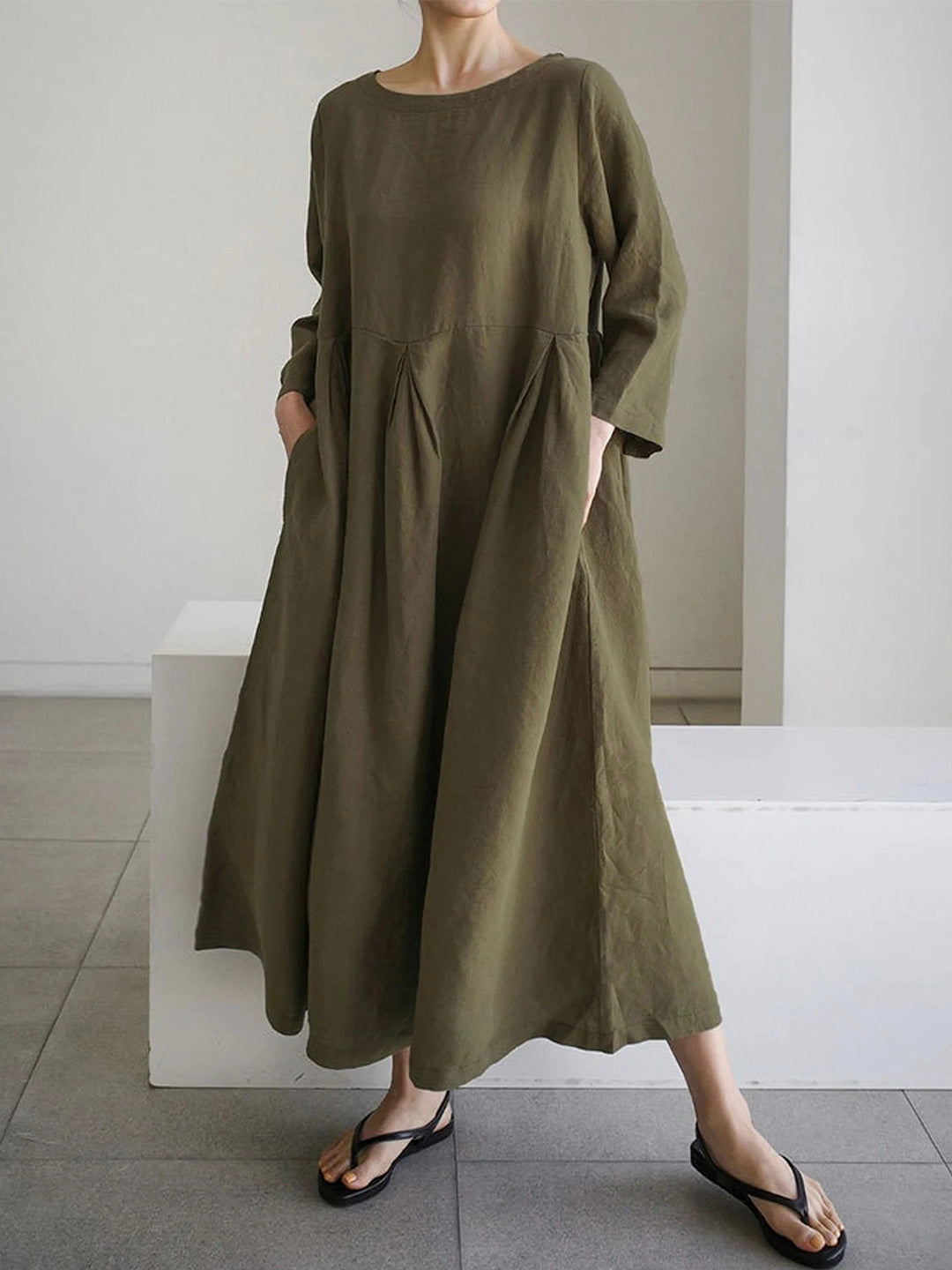 Drune | Lockeres Leinenkleid mit Seitentaschen