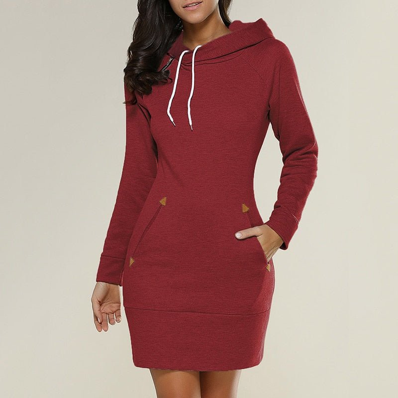 Drune | Lässiges Hoodie-Kleid über dem Knie