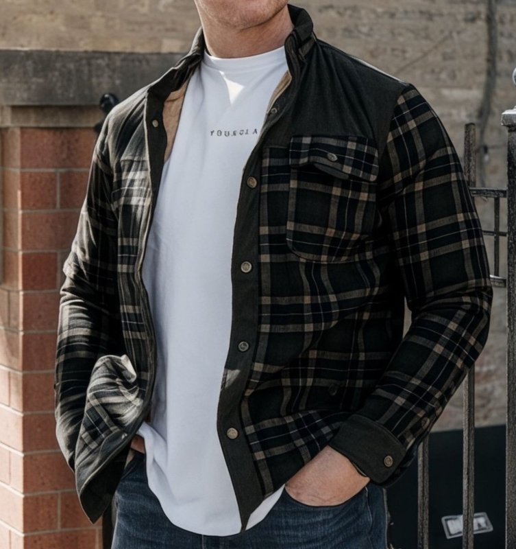 Drune | Outdoor Flanelljacke im Holzfäller-Stil mit Fleece - Freizeit- und Arbeitsjacke