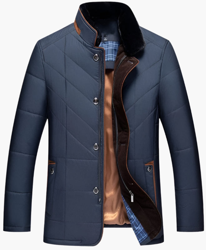 Drune | Steppjacke im eleganten Business-Stil mit abnehmbarem Kunstfellkragen - Perfekt für Freizeit und Büro