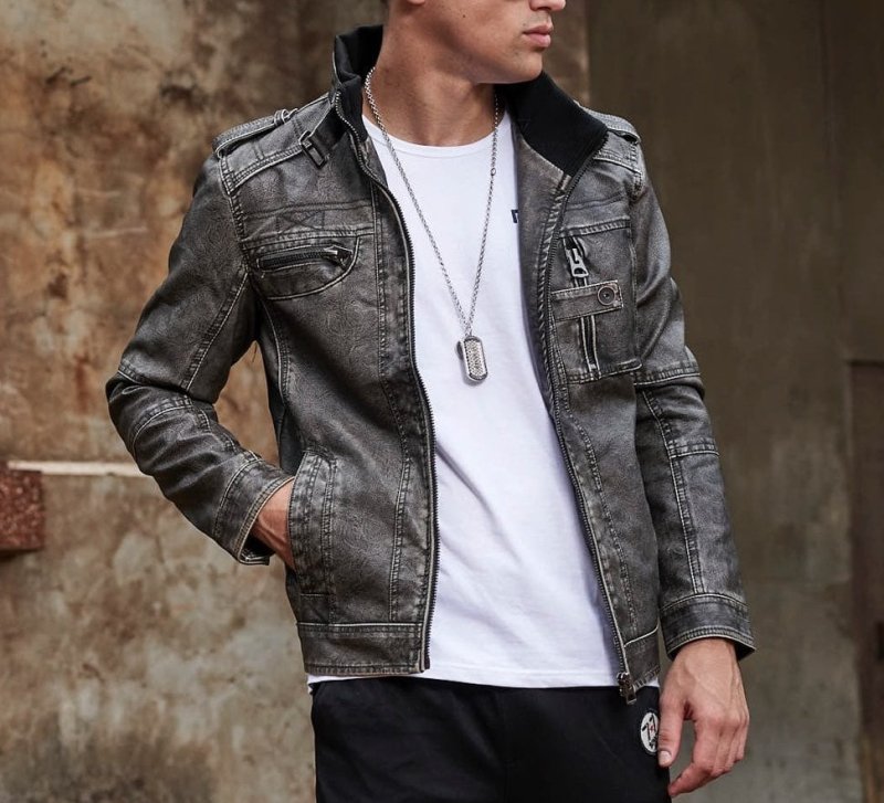 Drune | Herren Slim-Fit Bikerjacke
