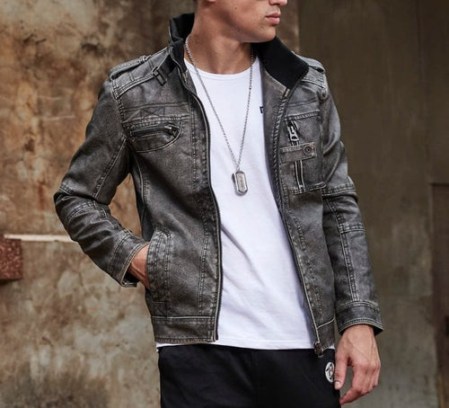 Drune | Herren Slim-Fit Bikerjacke