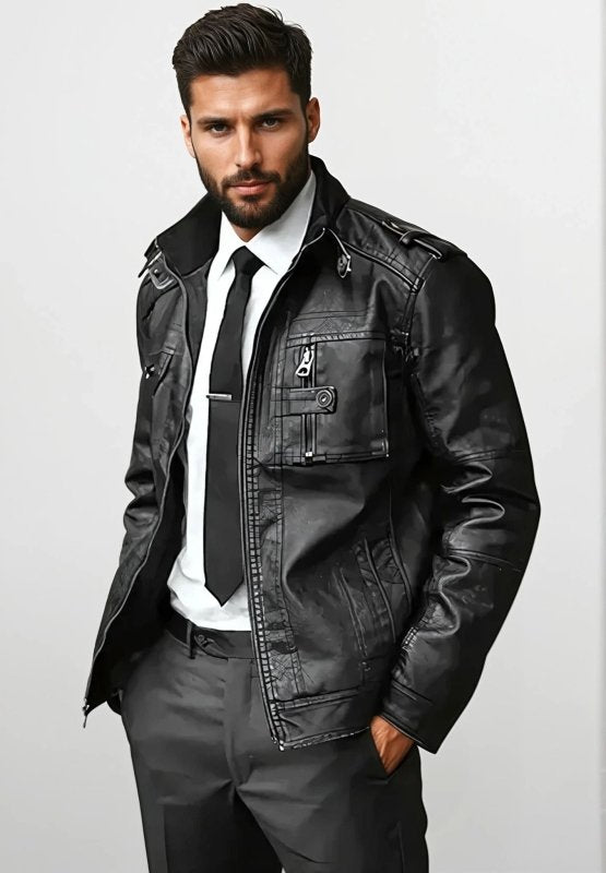 Drune | Herren Slim-Fit Bikerjacke