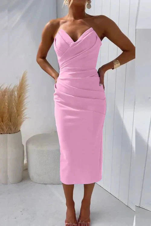 Drune | Elegante Midi Kleid Klassische Eleganz