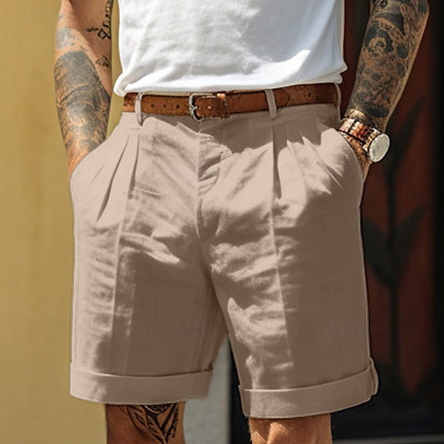 Drune | Stylische Gefaltete Leinen Herrenshorts Für Den Sommer