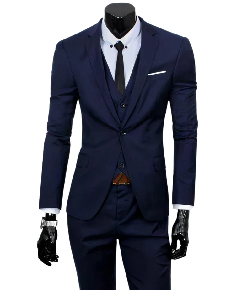 Drune | 3 Teiliger Anzug mit Reverskragen Blazer Ärmelloser Weste und Schmaler Hose