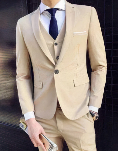 Drune | 3 Teiliger Anzug mit Reverskragen Blazer Ärmelloser Weste und Schmaler Hose