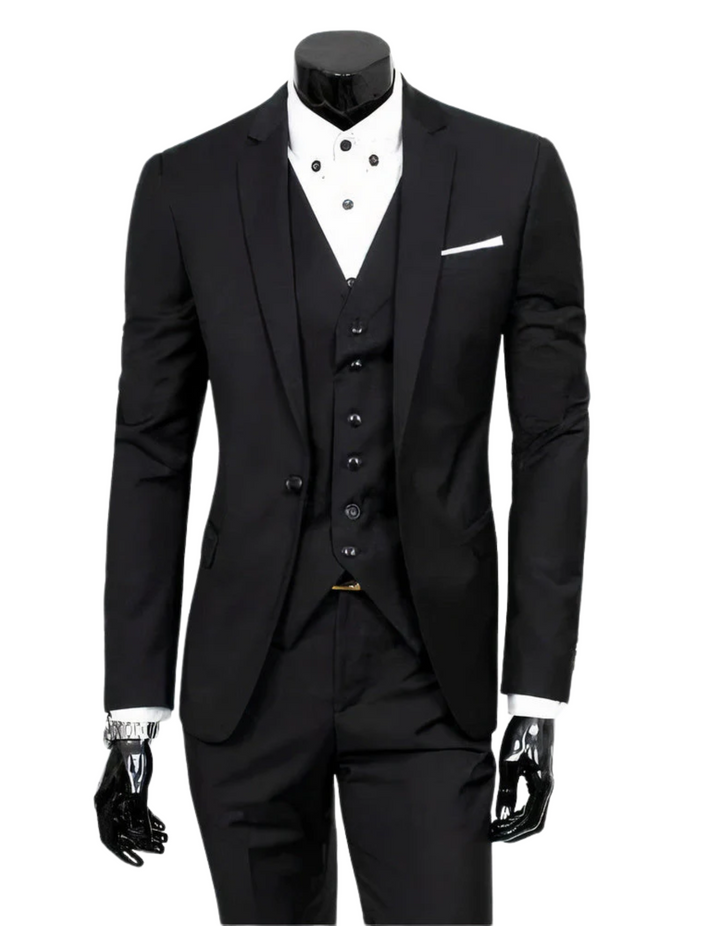Drune | 3 Teiliger Anzug mit Reverskragen Blazer Ärmelloser Weste und Schmaler Hose