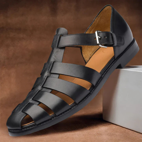 Drune | Herren Bequem Sandalen Schwarz