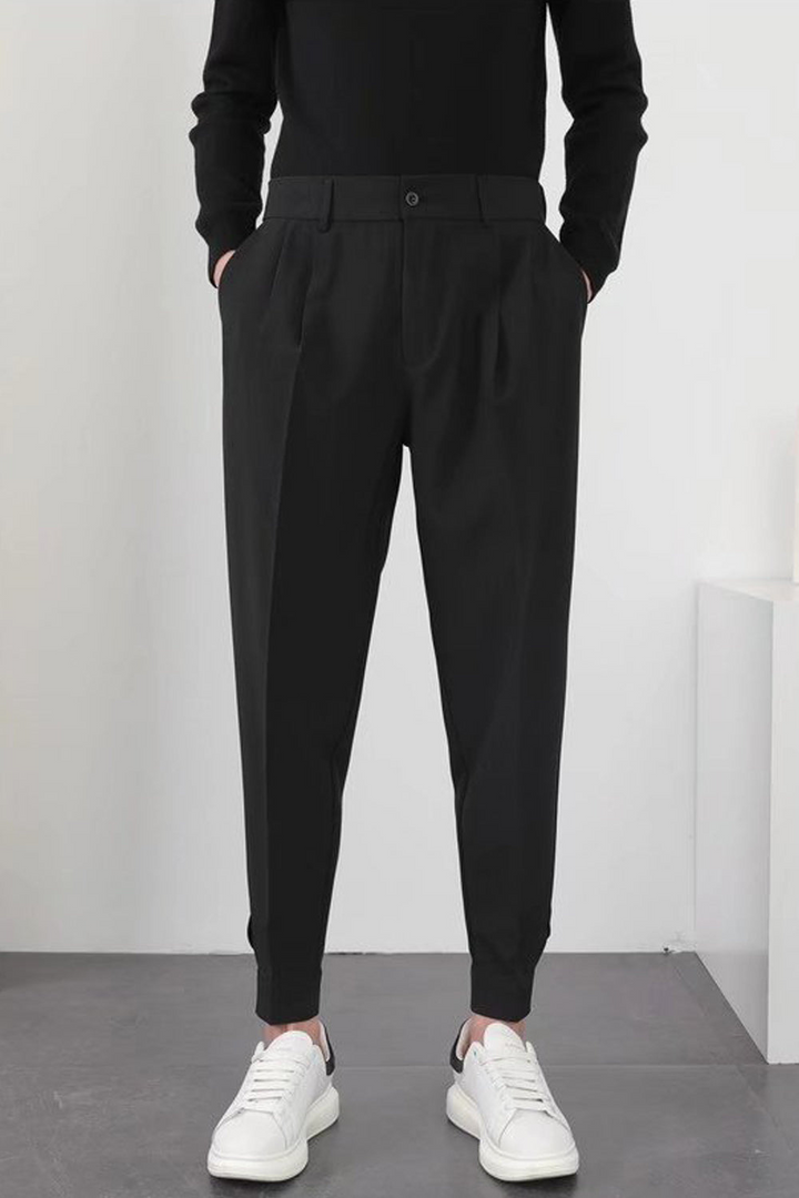 Drune | Herren High Waist Hose Weiß Stoffhose