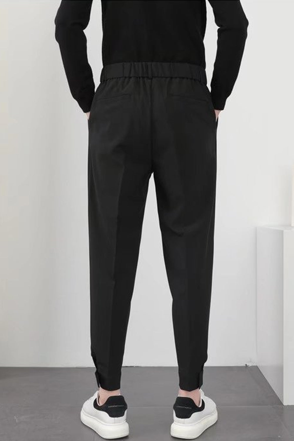 Drune | Herren High Waist Hose Weiß Stoffhose