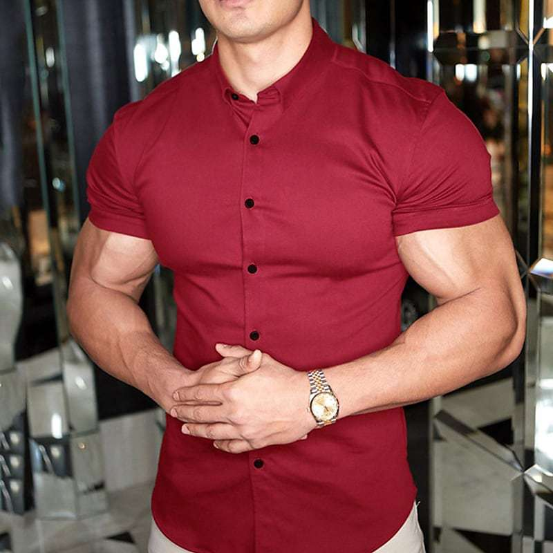 Drune | Herren Weißes Kurzarm Hemd Modisch