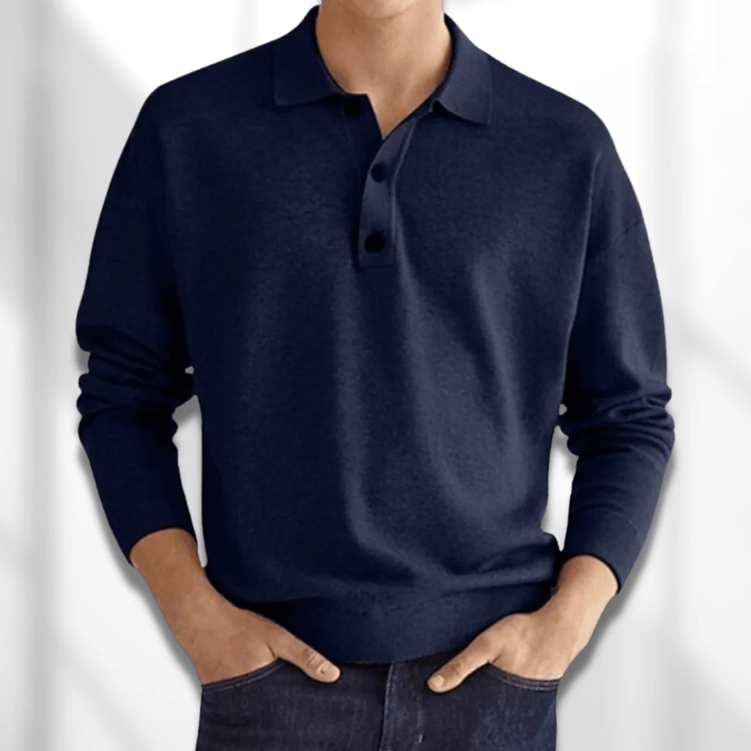 Drune | Herren Langarm Poloshirt Schwarz