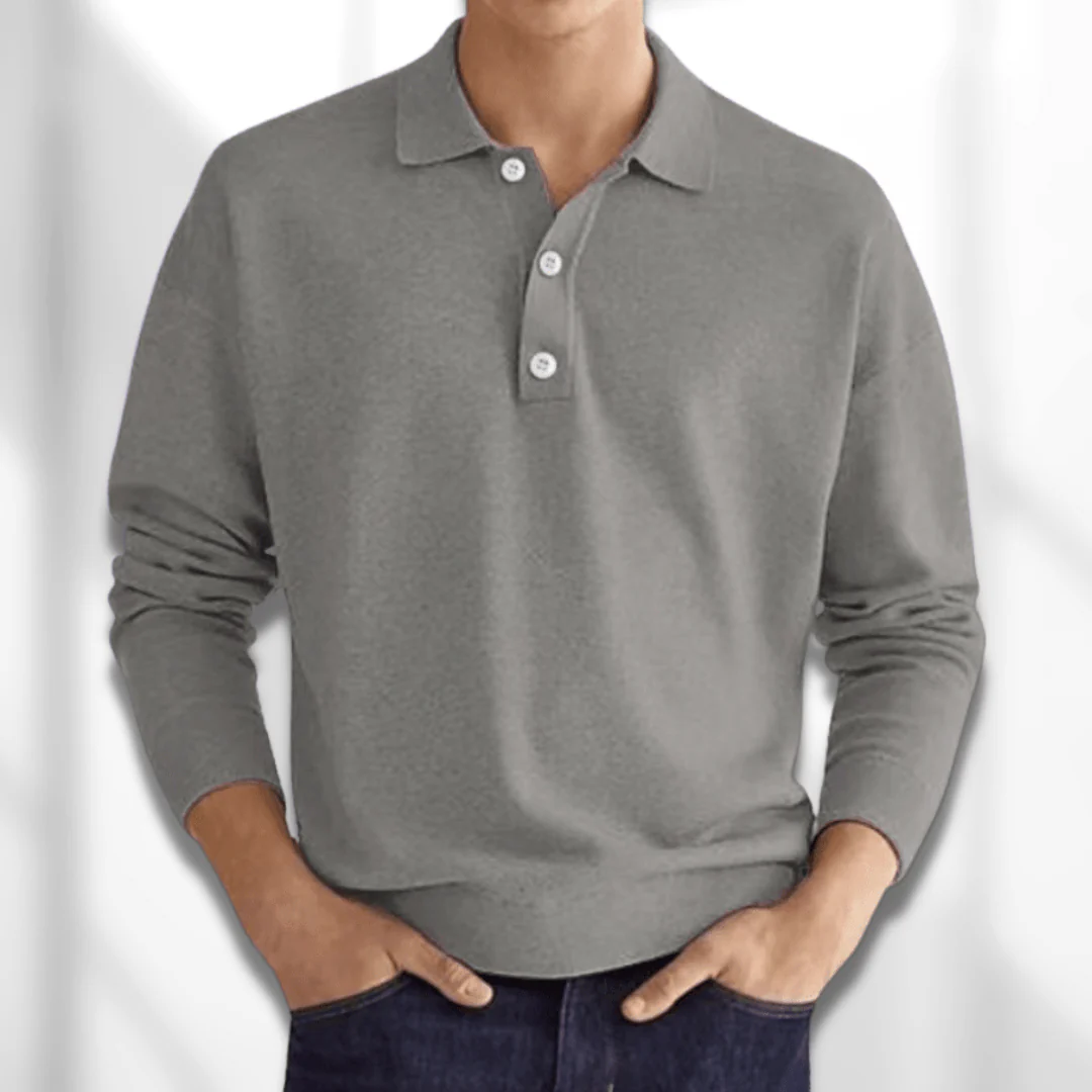 Drune | Herren Langarm Poloshirt Schwarz