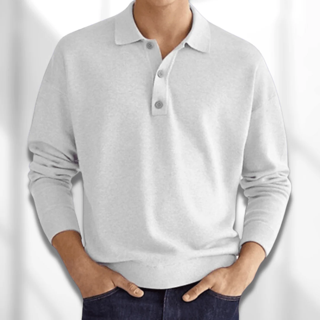 Drune | Herren Langarm Poloshirt Schwarz