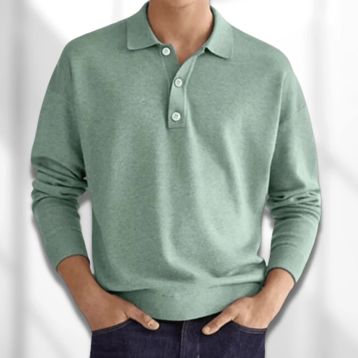 Drune | Herren Langarm Poloshirt Schwarz