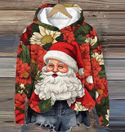 Drune | Vintage Santa Kapuzenpullover Mit Print
