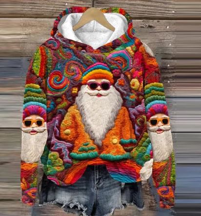 Drune | Vintage Santa Kapuzenpullover Mit Print