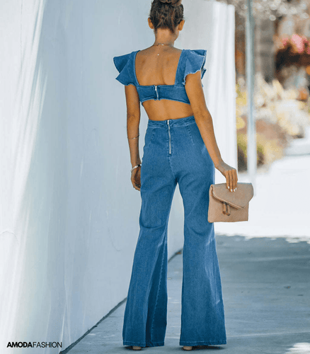 Drune | Hochwertige Denim-Jumpsuits mit ausgestellten Ärmeln