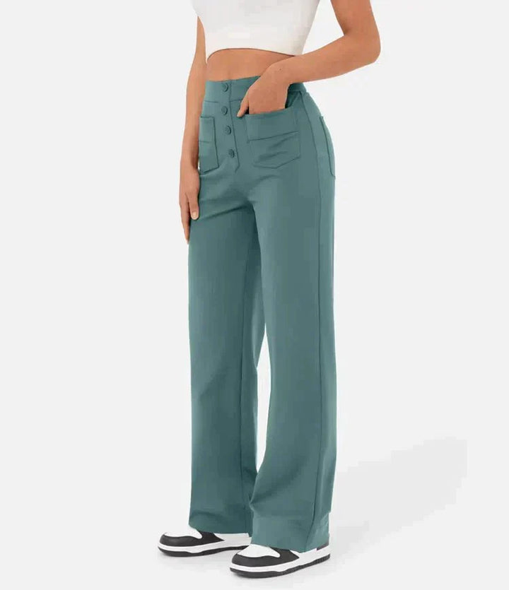Hoch geschnittene, elastische Freizeithose