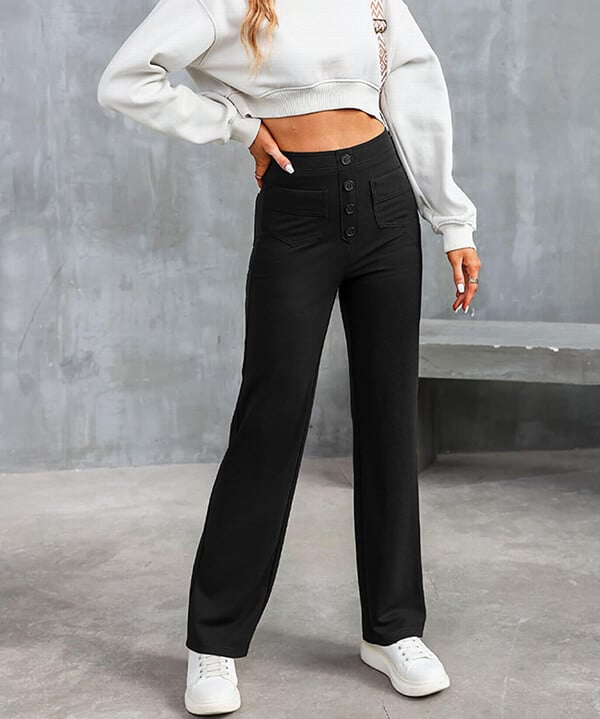 Drune | Damen Elastische Freizeithosen mit hoher Taille