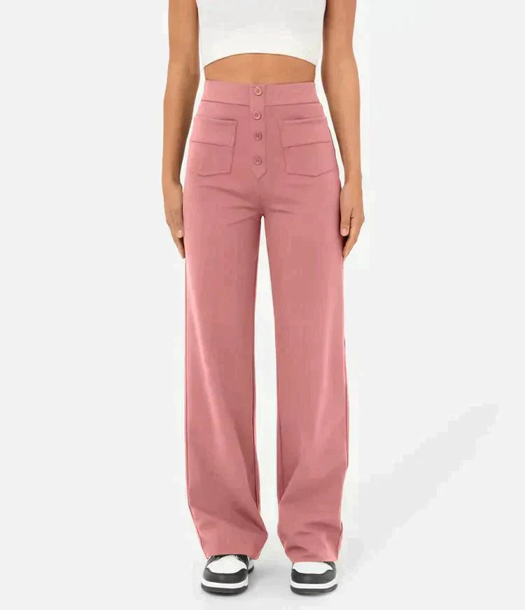 Drune | Elastische Freizeithosen mit hoher Taille fur Damen