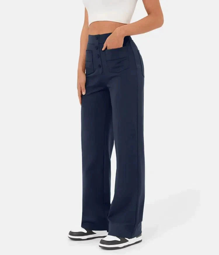 Drune | Damen Elastische Freizeithosen mit hoher Taille