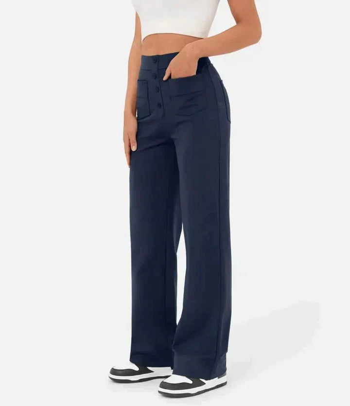 Drune | Elastische Freizeithosen mit hoher Taille fur Damen