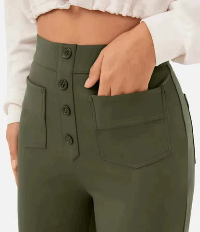 Drune | Elastische Freizeithosen mit hoher Taille fur Damen