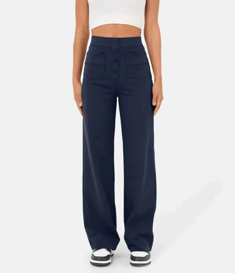 Hoch geschnittene, elastische Freizeithose