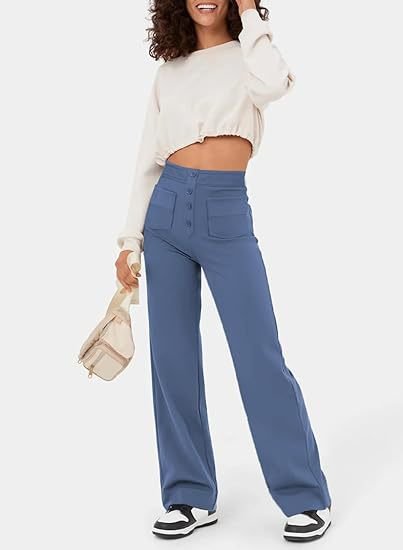 Drune | Damen Elastische Freizeithosen mit hoher Taille