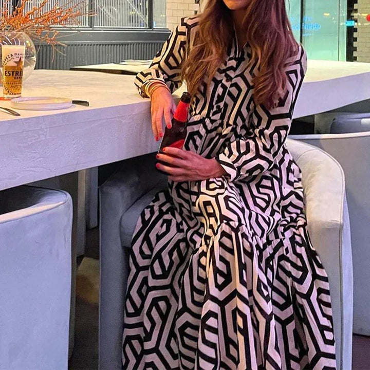 Drune | Langärmliges Kleid Mit Geometrischem Muster