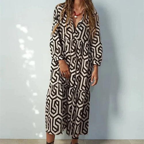 Drune | Langärmliges Kleid Mit Geometrischem Muster