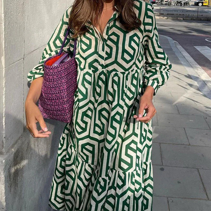 Drune | Langärmliges Kleid Mit Geometrischem Muster