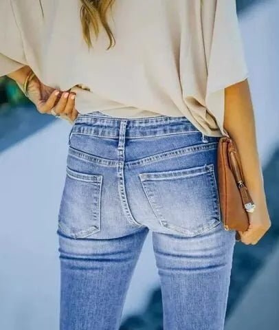 Drune | Flex Knopf Hohe Taille Jeanshose Für Damen