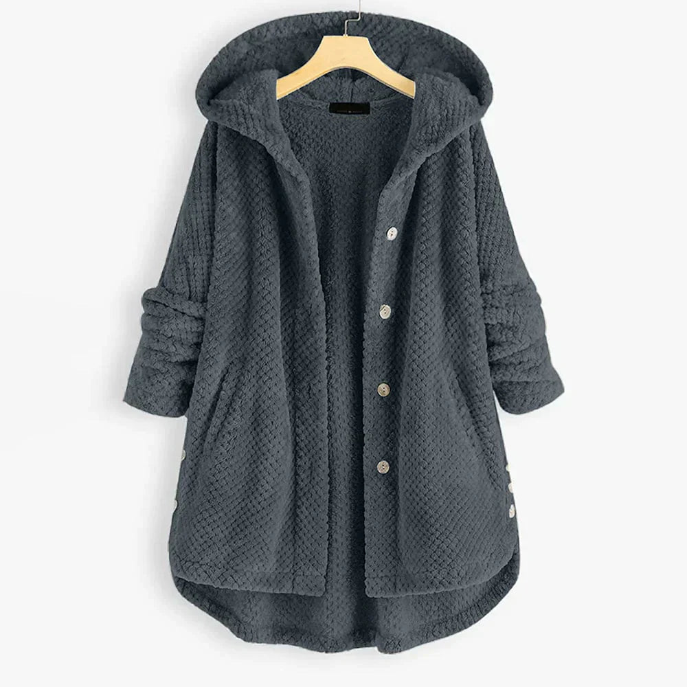 Drune | gepolsterter Kapuzenbutton-Up-Mantel - Plüschwärme - Lässige Passform - Winterliche Freizeit-Layer