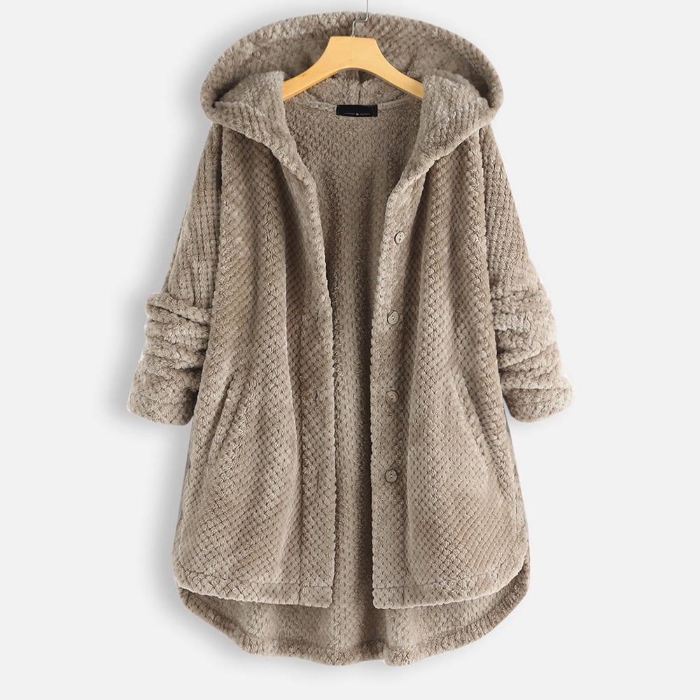 Drune | gepolsterter Kapuzenbutton-Up-Mantel - Plüschwärme - Lässige Passform - Winterliche Freizeit-Layer