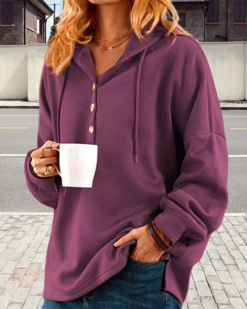 Drune | Hoodie mit Knopfverschluss